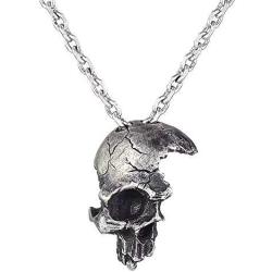 Punk Style Cool Mens Women Stainless Steel Skeleton Halloween Skull Coffin Pendant Necklace