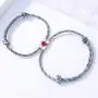Braided matching bracelets for couples heart shaped fingerprint lover lanyard adjustable wrist string pendant handmade jewelry set with magnetic bells 2 pieces Braided matching bracelets for couples heart shaped fingerprint lover lanyard adjustable wrist string pendant handmade jewelry set with magnetic bells 2 pieces
