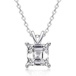 AINUOSHI 18K Gold Plated Sterling Silver 2 Carat Cubic Zirconia Asscher Cut Solitaire Pendant Necklace, 18''