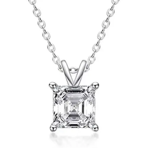AINUOSHI 18K Gold Plated Sterling Silver 2 Carat Cubic Zirconia Asscher Cut Solitaire Pendant Necklace, 18'' AINUOSHI 18K Gold Plated Sterling Silver 2 Carat Cubic Zirconia Asscher Cut Solitaire Pendant Necklace, 18''