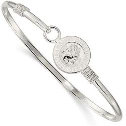 Sterling Silver Polished Saint Christopher Bangle Bracelet