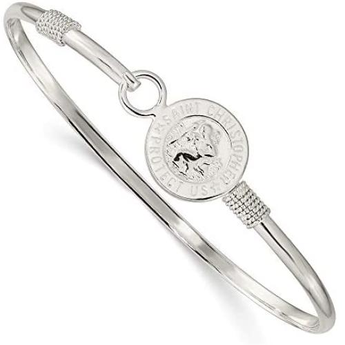 Sterling Silver Polished Saint Christopher Bangle Bracelet Sterling Silver Polished Saint Christopher Bangle Bracelet