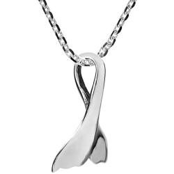 AeraVida Freedom Joy Whale Tail .925 Sterling Silver Pendant Necklace