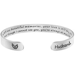 Joycuff Memorial Gift for Loss of Mom Dad Grandma Grandpa Husband Brother Son Sister Daughter Aunt Personalized Sympathy Gift for Loss of Loved One Bracelet Bereavement Cuff Remembrance Bangle