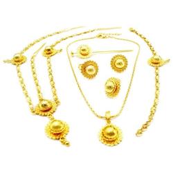 Yulaili Womens Ethiopian Necklace Eritrean Wedding Costume Gold Bridal African Traditional Jewellery Hairpin Forehead Hair Pieces
