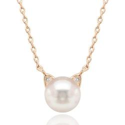 14K Gold Plated Sterling Silver AAA+ Freshwater Cultured Pearl Cat Pearl Earrings and Pendant