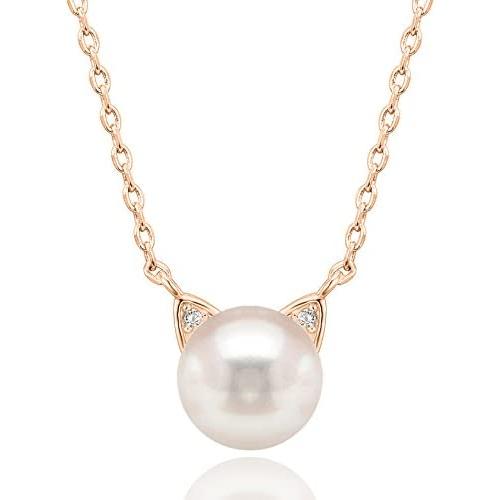 14K Gold Plated Sterling Silver AAA+ Freshwater Cultured Pearl Cat Pearl Earrings and Pendant