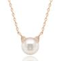 14K Gold Plated Sterling Silver AAA+ Freshwater Cultured Pearl Cat Pearl Earrings and Pendant