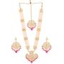 Jwellmart Womens Diva Collection White Kundan Stone Faux Pearl Rani Haar Necklace Earrings Set