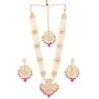 Jwellmart Womens Diva Collection White Kundan Stone Faux Pearl Rani Haar Necklace Earrings Set