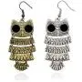 Vintage Owl Sweater Chain Necklace Big Eye Owl Animal Dangle Drop Earrings for Women Girls Fashion Jewelry Set