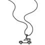 COOLSTEELANDBEYOND Mens Stainless Steel Silver Black SUV Car Pendant Necklace with CZ, 23.6 in Ball Chain