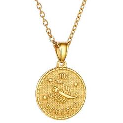 GOLDCHIC JEWELRY Personalized Zodiac Coin Necklace, Coin Pendant, Horoscope Astrology Necklace, Gold Medallion Zodiac Necklace