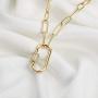 Turandoss Gold Paperclip Chain Necklace for Women, 14K Gold Plated Dainty Paperclip Link Chain Necklace Medallion Evil Eye Star Lightning Heart Butterfly Oval Link Paperclip Chain Necklaces for Women
