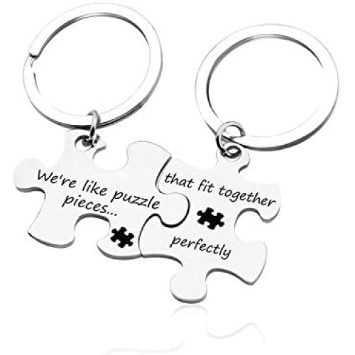 HN HNHB Like Puzzle Pieces Fit Together Perfectly Couple Keychain Boyfriend Girlfriend Gift Birthday Jewelry Gifts