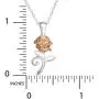 Disney Beauty and the Beast, Sterling Silver Rose Pendant Necklace, 18'' Chain Disney Beauty and the Beast, Sterling Silver Rose Pendant Necklace, 18'' Chain