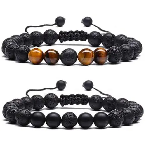 MengPa Lava Rock Bracelet Yoga Aromatherapy Anxiety Essential Oil Diffuser Volcanic Stone Bead Bangle for Women Men MengPa Lava Rock Bracelet Yoga Aromatherapy Anxiety Essential Oil Diffuser Volcanic Stone Bead Bangle for Women Men