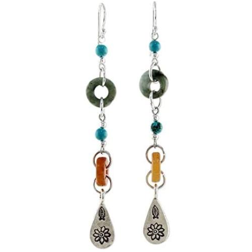NOVICA Multi-Gem Blue Calcite .925 Sterling Silver Beaded Dangle Earrings, Hill Tribe Adventure
