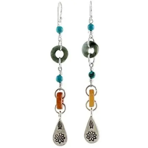 NOVICA Multi-Gem Blue Calcite .925 Sterling Silver Beaded Dangle Earrings, Hill Tribe Adventure