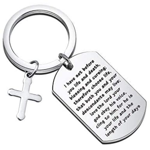 WSNANG Bible Verse Prayer Keychain Religious Gifts Christian Jewelry Bible Cross Charm Inspirational Cross Religious Gifts