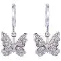 INENIMARTJ Charm Butterfly Hoop Earrings, 14K Gold Silver Crystal Butterfly Drop Dangle Earrings for Women and Girls