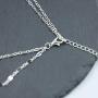 YienDoo Fashion Lasso Y Necklace Chain Dainty Multilayer Tassel Pendant Charm Minimalist Necklace Jewelry for Women and Girls (Silver)