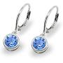 Sterling Silver 6mm Round Bezel Dangle Leverback Earrings Made with Swarovski Crystals