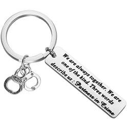 CYTING Best Friend Keychain Gift Partner in Crime Keychain Friendship Jewelry Long Distance Relationships Gift Moving Away Gift