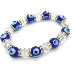 Homelavie Blue Eye Crystal Bead Bracelet Evil Eye Bling Stretch Bracelets Protection Good Lucky Amulet for Girls Women