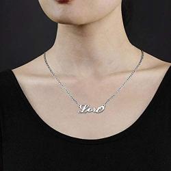 CoolJewelry Name Necklace Personalized Custom Made Nameplate Initial Necklace 925 Sterling Silver Jewelry Birthday Gift