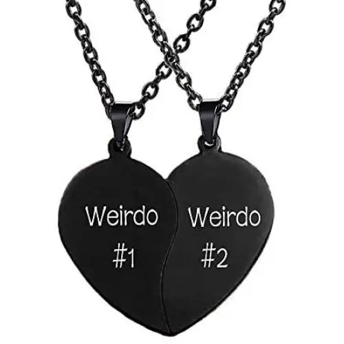 MJartoria Best Friend Necklaces BFF Necklace for 2 Friendship Valentines Day Gifts Split Heart Necklace Weirdo 1 Weirdo 2 Best Friends Forever Pendant Set MJartoria Best Friend Necklaces BFF Necklace for 2 Friendship Valentines Day Gifts Split Heart Necklace Weirdo 1 Weirdo 2 Best Friends Forever Pendant Set