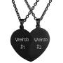 MJartoria Best Friend Necklaces BFF Necklace for 2 Friendship Valentines Day Gifts Split Heart Necklace Weirdo 1 Weirdo 2 Best Friends Forever Pendant Set