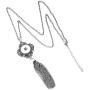 Long Rhinestone Accented Snap Charm Tassel Necklace