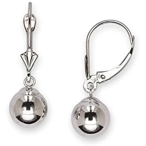 Jewelryweb 14k Yellow or White Gold Dangling Shiny Polished 5mm-8mm Ball Lever-back Earrings for women (4 sizes) Jewelryweb 14k Yellow or White Gold Dangling Shiny Polished 5mm-8mm Ball Lever-back Earrings for women (4 sizes)