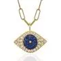 Anela Evil Eye Necklace with 14kt Gold Filled Paper Clip Chain, Cubic Zirconia Stones, Layering Necklace for Women, Hand Made in USA Anela Evil Eye Necklace with 14kt Gold Filled Paper Clip Chain, Cubic Zirconia Stones, Layering Necklace for Women, Hand Made in USA