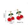 KaFu Handmade creative Light weight Fruits earring 18K Gold Plated Sweet and Lovely Cherry Tassel Dangle Drop Earrings For Women Girls