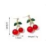 KaFu Handmade creative Light weight Fruits earring 18K Gold Plated Sweet and Lovely Cherry Tassel Dangle Drop Earrings For Women Girls