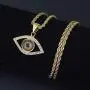 Moca Jewelry Hip-Hop Evil Eye Pendant Stainless Steel Chain Rhinestone Crystal Necklace for Men Women Moca Jewelry Hip-Hop Evil Eye Pendant Stainless Steel Chain Rhinestone Crystal Necklace for Men Women