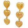 Heart Drop Earrings. Three Heart Shaped Dangle Earrings. Black, White, Gold, Red Heart Love Statement Earrings. Drop Fashion Jewelry Earrings for Women, Teen, Girls. Elegant, Cute Long Enamel Earrings