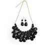 Chunky Acrylic Jewel Cluster Floating Bubble Statement Necklace - Teardrop Dangle Layered Bib Collar