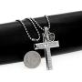 Uloveido Mens Stainless Steel Cross Pendant Bible Verse Necklace with Real Mustard Seed Y632