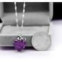 Uloveido Fashion Love Heart Pendant Necklace for Women White Gold Plated Purple Blue Heart Crystal Necklace for Girls Women Birthday N437