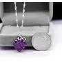 Uloveido Fashion Love Heart Pendant Necklace for Women White Gold Plated Purple Blue Heart Crystal Necklace for Girls Women Birthday N437 Uloveido Fashion Love Heart Pendant Necklace for Women White Gold Plated Purple Blue Heart Crystal Necklace for Girls Women Birthday N437