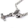 GUNGNEER Thors Hammer Pendant Viking Mjolnir Necklace for Men with Wolf Head Square Chain, 316L Stainless Steel Bonus 2 Rune Beads