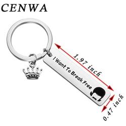 CENWA I Want to Break Free Keychain Queen Band Freddie Mercury Inspirational Gift for Queen Band Fans