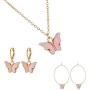 Butterfly Huggie Hoop Earrings Necklaces Set for Girl Dainty Acrylic Butterfly Aesthetic Cute Jewelry Earring Necklace Gold Plated Hypoallergen Earrings