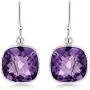 Gem Stone King 925 Sterling Silver Amethyst Womens Dangle Earrings (10.00 Cttw, Gemstone Birthstone, Cushion Checkerboard 11MM) Gem Stone King 925 Sterling Silver Amethyst Womens Dangle Earrings (10.00 Cttw, Gemstone Birthstone, Cushion Checkerboard 11MM)