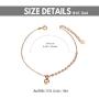 Real 18K Rose Gold Heart Bracelet with Beads Christmas Anniversary Women Jewelry Gifts for Her, Wife, Mother, 6.3''+1.2''