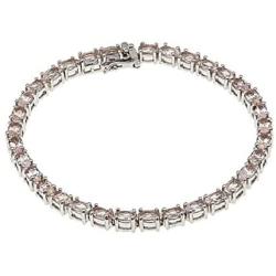 Colleen Lopez Oval Morganite Sterling Silver Line Real Gemstone Classic Gift Bracelet Jewelry