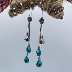 Chandeliers Earrings for Women - Long Dangle Crystal Drops - Luxury Earrings with Crystals - Evening Wear/Party/Date Night Showstopper Jewelry - Blush, Champagne, Teal, Blue